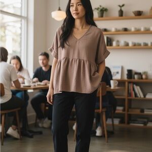 Chic V-Neck Blouse - Mauve
